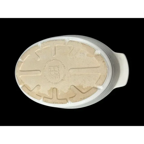 Beige Oval Stoneware Baking Roaster Pan 13x9" Pampered Chef Heritage Collection - Picture 4 of 8